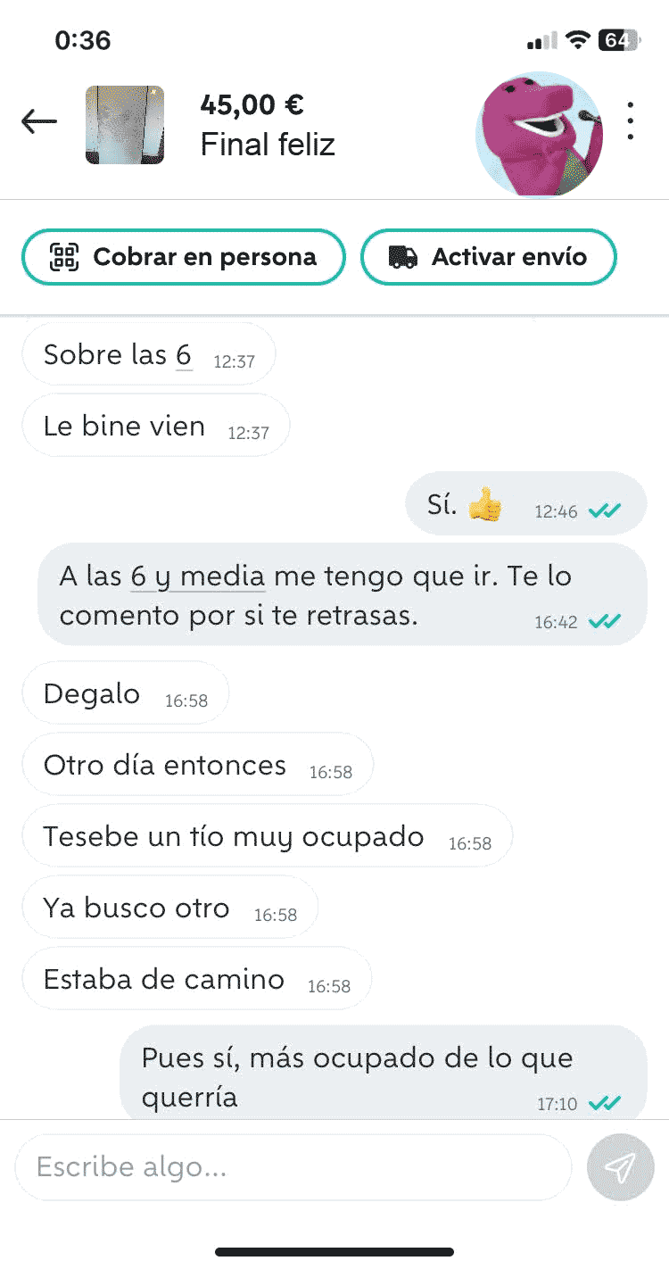 barney, vendiéndose