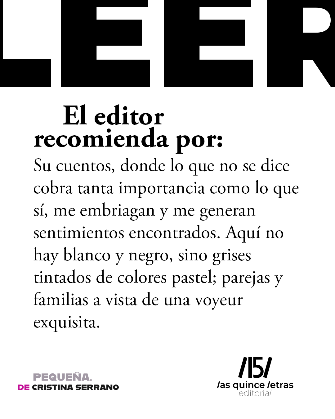 El editor recomienda a Cristina Serrano